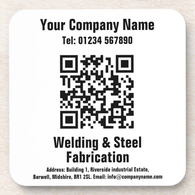 Welding & Fabrication QR Code Design Beverage Coaster (Front)