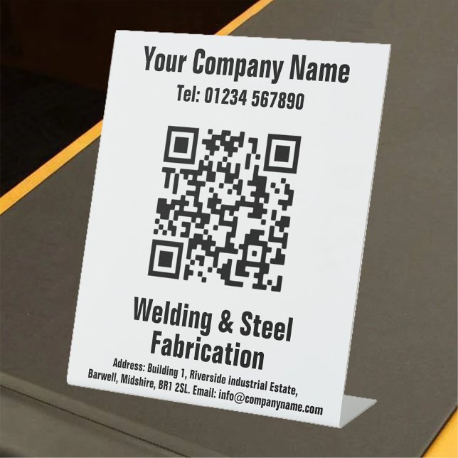 Welding & Fabrication QR Code Design Pedestal Sign (Creator Uploaded)
