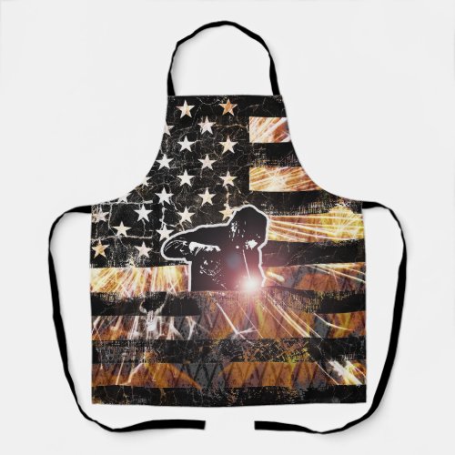 Welding Flag Sparks and Flames Apron