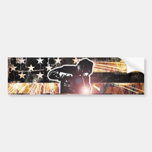 Welding Flag Sparks and Flames Bumper Sticker