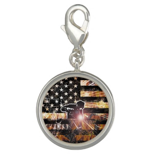Welding Flag Sparks and Flames Charm