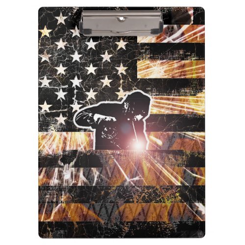 Welding Flag Sparks and Flames Clipboard