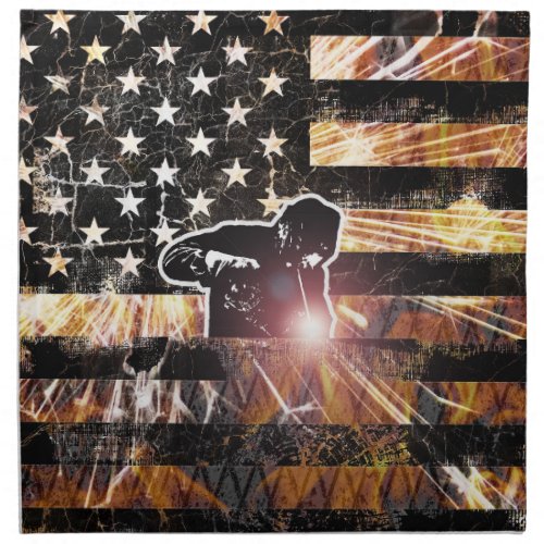 Welding Flag Sparks and Flames Cloth Napkin