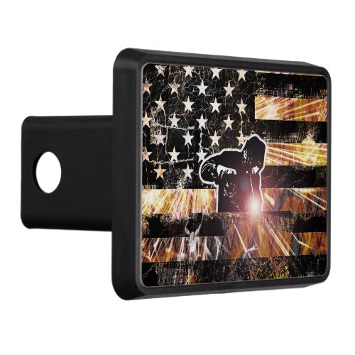 Welding Flag Sparks and Flames Hitch Cover