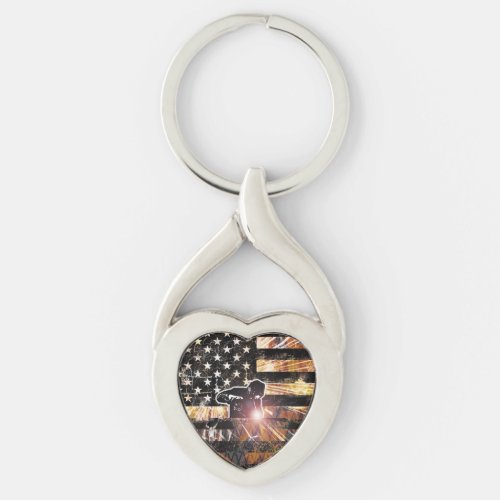 Welding Flag Sparks and Flames Keychain