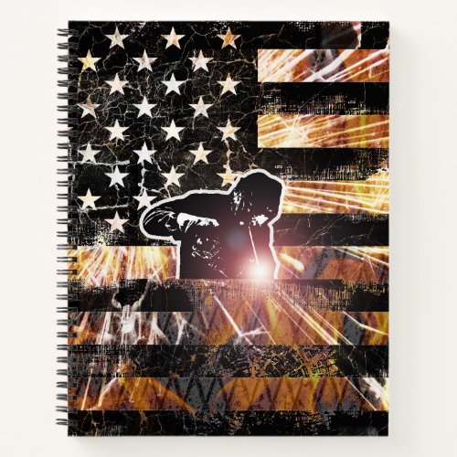 Welding Flag Sparks and Flames Notebook
