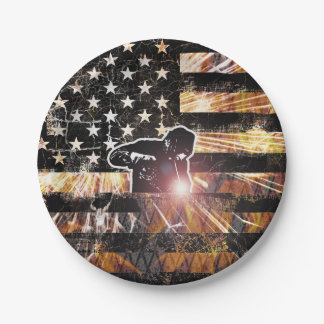 Welding Flag Sparks and Flames Paper Plates