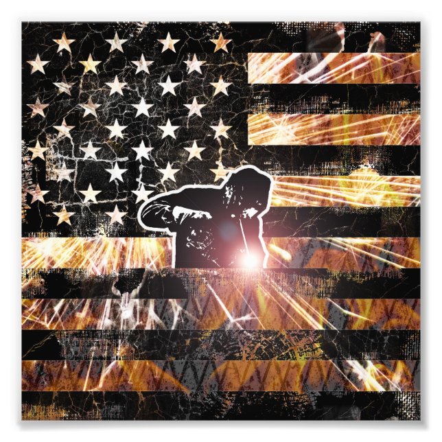 Welding Flag Sparks and Flames Photo Print (Front)