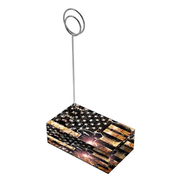 Welding Flag Sparks and Flames Place Card Holder (Corner)