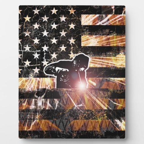 Welding Flag Sparks and Flames Plaque