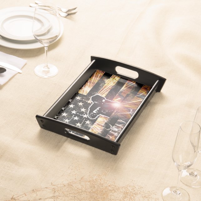 Welding Flag Sparks and Flames Serving Tray (Front)