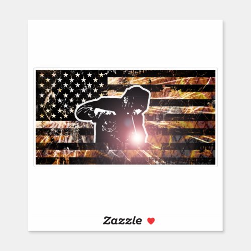 Welding Flag Sparks and Flames Sticker
