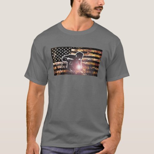 Welding Flag Sparks and Flames T_Shirt