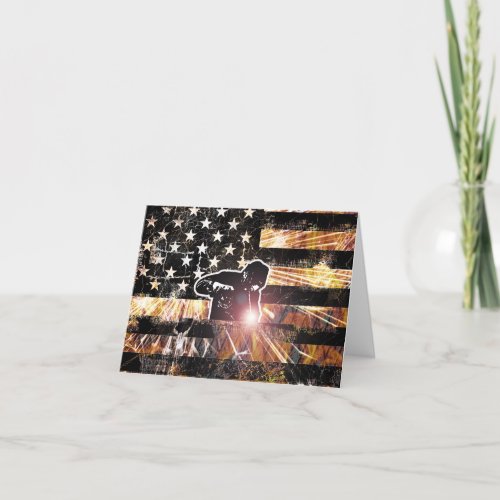 Welding Flag Sparks and Flames Thank You Card