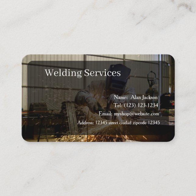 Welding Services Business card editable (Front)