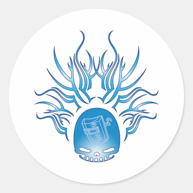 Welding Skull Classic Round Sticker (Front)