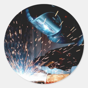 Welding Sparks Classic Round Sticker