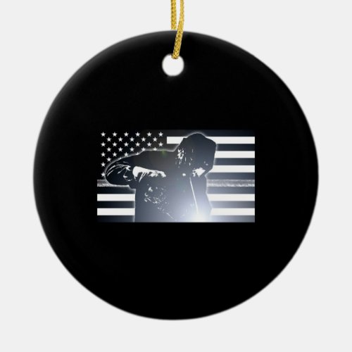 Welding The Thin Metal Line Flag Ceramic Ornament