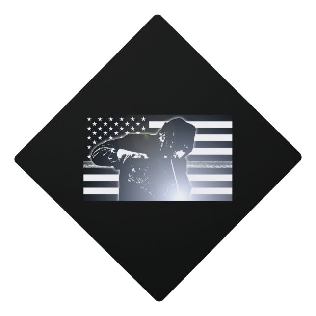 Welding: The Thin Metal Line Flag Graduation Cap Topper (Front)