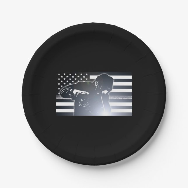 Welding: The Thin Metal Line Flag Paper Plates (Front)