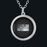 Welding: The Thin Metal Line Flag Silver Plated Necklace<br><div class="desc">Welding: The Thin Metal Line Flag</div>