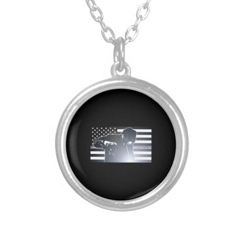 Welding The Thin Metal Line Flag Silver Plated Necklace