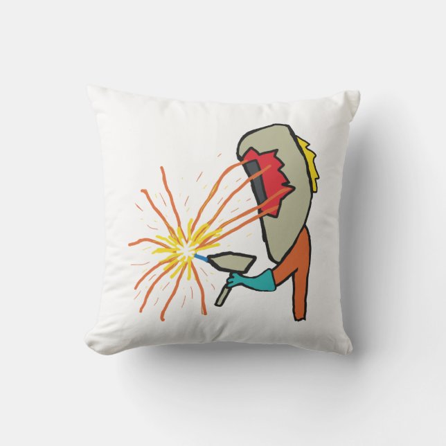 Welding Throw Pillow (Front)