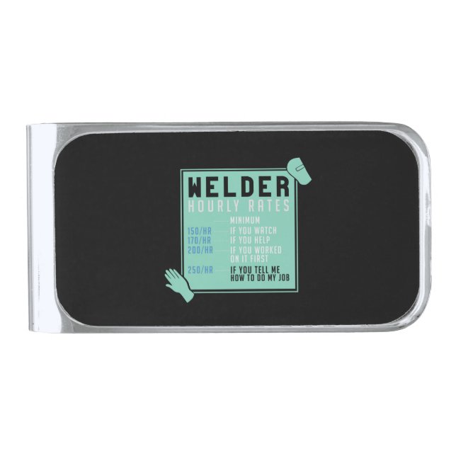 Welding - Welder Hourly Rates Silver Finish Money Clip (Front)