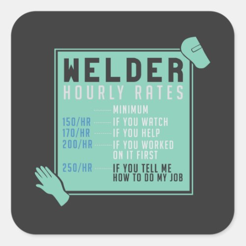 Welding _ Welder Hourly Rates Square Sticker