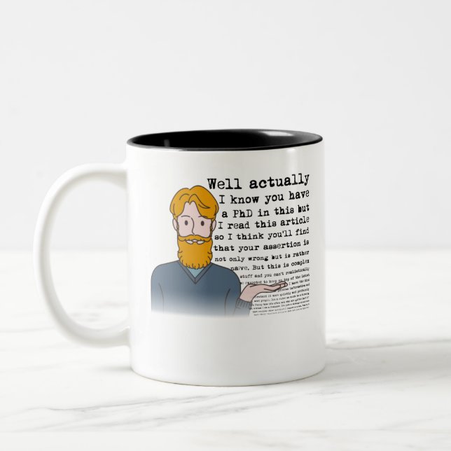 Well Actually... mansplainer funny feminist humor Two-Tone Coffee Mug (Left)