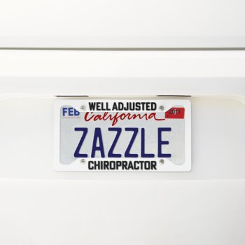 Well Adjusted Chiropractic White Black License Plate Frame by chiropracticbydesign at Zazzle