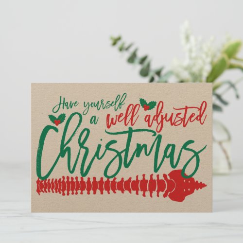 Well Adjusted Christmas Chiropractic Flat Card