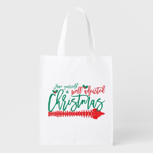 Well Adjusted Christmas Chiropractic Grocery Bag
