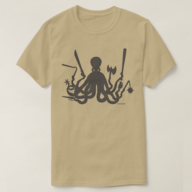 Well Armed Octopus in GRAY T-Shirt (Design Front)