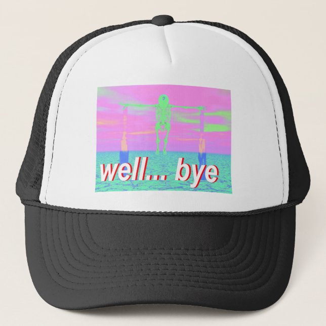 well bye skeleton trucker hat (Front)