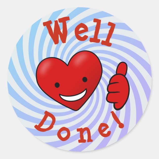 Well done award classic round sticker (Front)