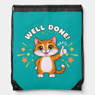 Well Done ! Cat Drawstring Bag