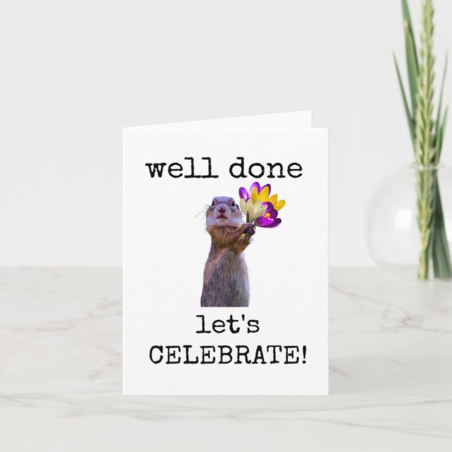 Well Done, Congratulations, Cute Squirrel Card (Front)
