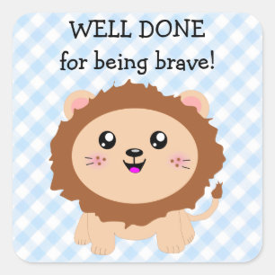 Well done for being brave - cute lion square sticker