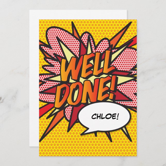 WELL DONE Fun Comic Book Pop Art Invitation (Front/Back)