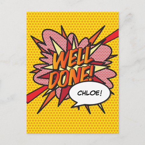 WELL DONE Fun Retro Comic Book Pop Art Postcard