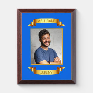 Well Done Gold Scroll, Custom Photo - Personalized Award Plaque