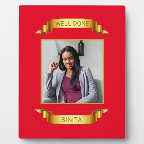 Well Done Gold Scroll Custom Photo _ Personalized Plaque