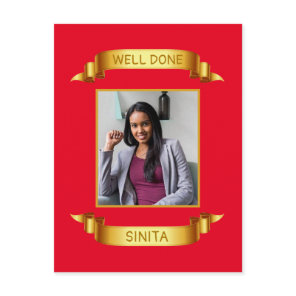 Well Done Gold Scroll, Custom Photo - Personalized Postcard