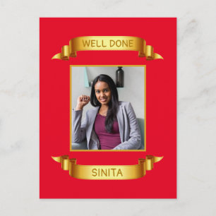 Well Done Gold Scroll, Custom Photo - Personalized Postcard