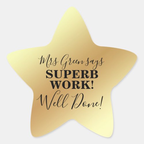 Well done gold star student award teacher star sticker