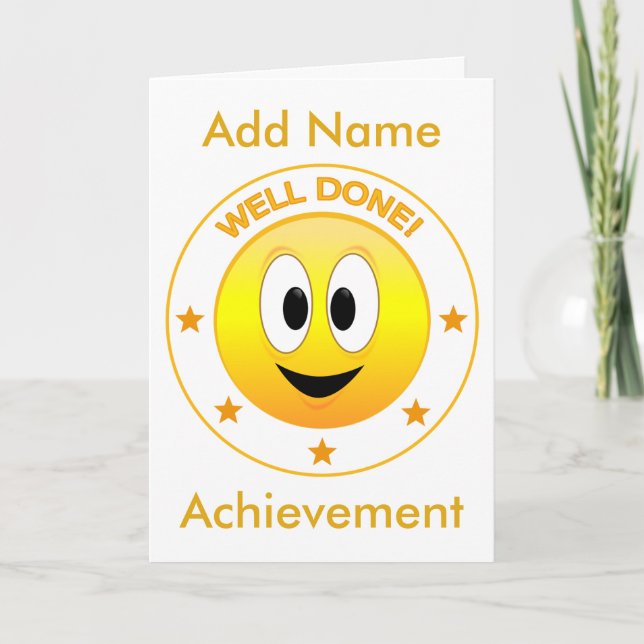 Well Done Happy Face Personalized Card (Front)