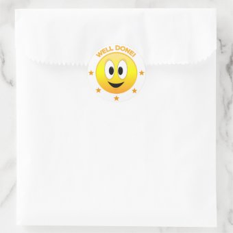 Well Done Happy Face Reward Classic Round Sticker | Zazzle