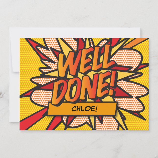 WELL DONE Name Fun Retro Comic Book Pop Art Invitation (Front)