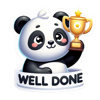 🐼 "Well Done" Panda Sticker 🌟